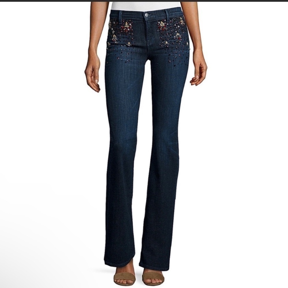 J Brand Charlotte Dark Wash Embellished Bootcut Jeans Denim Size 25
